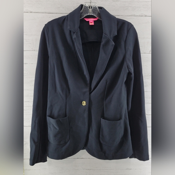 Lilly Pulitzer Jackets & Blazers - Lilly Pulitzer Women's Black Stretch Button Up Blazer Jacket, Size Small